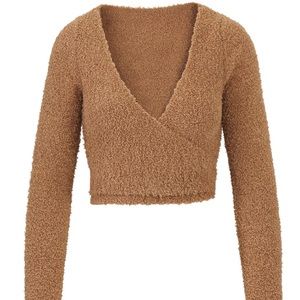 Cosy knit wrap top